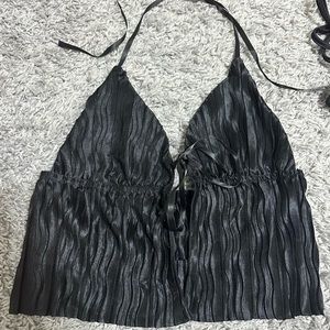Black halter top with ties